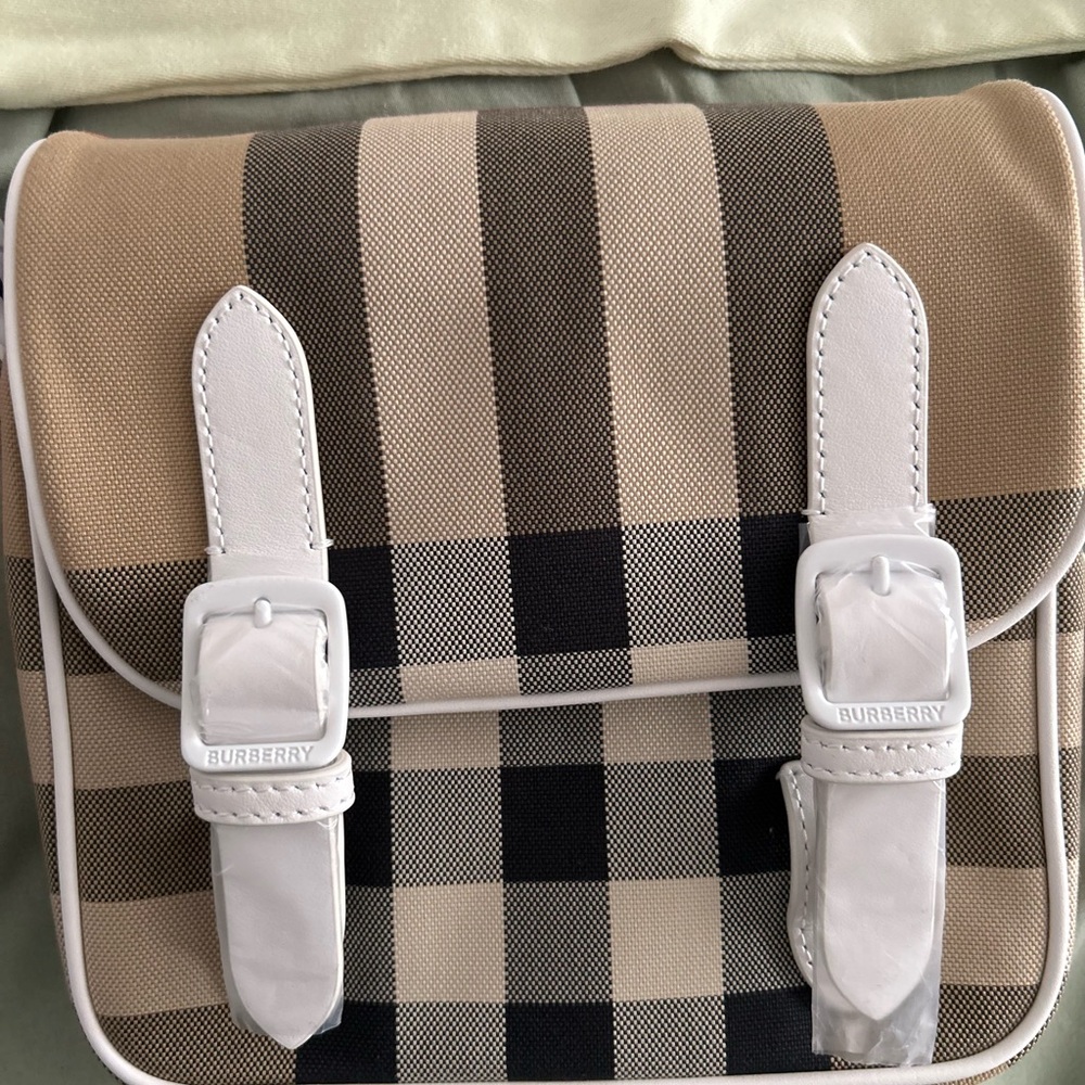 Elegant Burberry Beige and Black Checkered Crossbody Bag - Picture 6 of 8